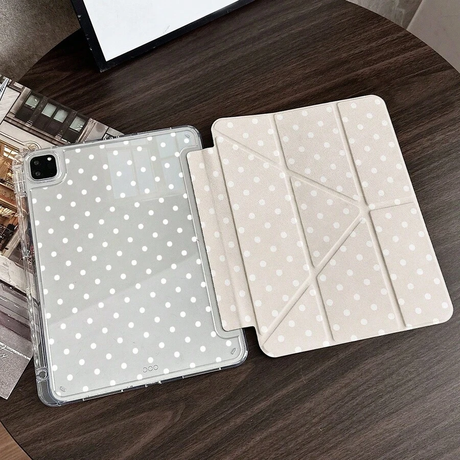 波点图案平板电脑保护套,带笔槽,兼容 iPad 10.9/10.2/Air 5/Pro 11/10/9.7/Air 2/(7代)/(8代)/Air 4/5/Pro 11/10代 10.9 英寸(2022款),具备智能休眠/唤醒功能,时尚平板电脑配件,也兼容小米 5/5PR/6/6PRO/7/7PRO/Galaxy Tab S10+/S9/A9。 - 彩色 - 查看 1