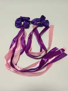 2条/4条彩虹色腕带，涤纶卷发圈，舞蹈表演丝带，体操队丝带，适合毕业典礼、儿童节、日常发饰 - 彩色 - 查看 14