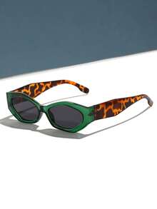 1 pieza/2 piezas Gafas de sol de estilo bohemio con montura de plástico geométrica de ojo de gato para protección UV, para mujeres en verano, playa y viajes - Gris - Ver 7