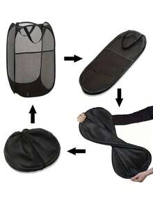 1 pieza Cesta de lavandería plegable, Cesta de lavandería de gran capacidad, Cesta de almacenamiento para el baño, Cesta de lavandería para el dormitorio - Multicolor - Ver 3