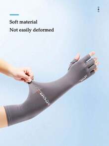 1 Pair Unisex Anti-Cooling Arm Sleeves With Half Finger Gloves, Summer Sunscreen Sweat Absorbing Arm Guards With Non-Slip, Sleeves Men And Women, Outdoor Sports, Cycling, Driving, Feeling Half Finger Screen Sleeves, Resistant Arm Gloves, Long Arm Sleeves - 灰色 - 查看 4