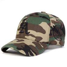 1pc Men's Gothic LA Letter Embroidery Camouflage Printed Baseball Cap, Fashionable Adjustable Sun Protection Casual Hat Suitable For Spring, Autumn Outings, Travel, Beach, Party - Multicolor - View 8