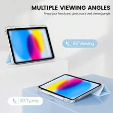 适用于 iPad 第十代平板电脑的保护套，A16 保护套，带笔槽，三折式平板电脑保护套，TPU 软壳，简约设计/可折叠平板电脑保护套，智能休眠/唤醒功能；适用于 iPad 第十一代平板电脑的保护套，Tab M11 保护套；适用于华为 MatePad 11.5 S 平板电脑的保护套，MatePad 保护套；适用于华为 MatePad SE 11 英寸平板电脑的保护套，Pad2 11 英寸/Pad SE 11 英寸平板电脑保护套 - 紫色 - 查看 4