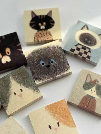 50 Blatt süße Katzen Memo Pad, kreative Katzen Zeichnung Haftnotizen, DIY niedliche Cartoon Tagebuch Dekoration