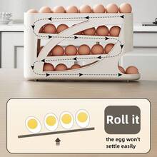 1PC Rolling Egg Rack - Space-Saving Side-Door Design, Can Hold 30 Eggs, Smooth And Glossy Finish, Convenient Handle, Suitable For Kitchen And Refrigerator Storage |     Modern Kitchen Accessories |     Durable Plastic Material - Trứng trắng, 1 gói (30 quả trứng mỗi gói) - Xem 7