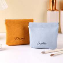 1pc Customizable Jewelry Leather Storage Bag, Can Print Personalized Text, Can Open To Store Data Cables, Earphones, Jewelry, Perfume, Lipstick, Etc., Laser Engraved Multi-Functional Storage Bag, Suitable For Valentine's Day, Mother's Day, Party, Anniversary Gifts For Daughter, Parents, Good Friends, Classmates, Suitable For Indoor And Outdoor Use - Multicolor - View 7