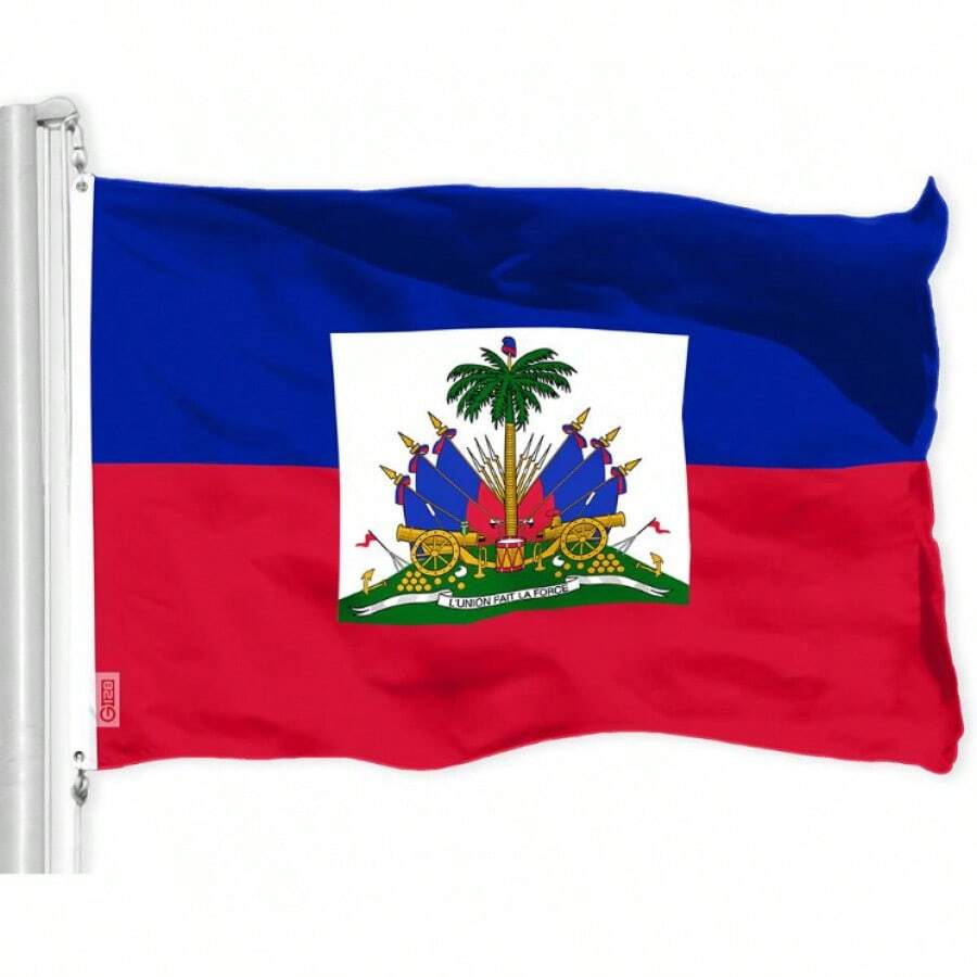 G128 Haiti Haitian Flag| 3x5 Ft| Printed 150D Polyester - Indoor/Outdoor, Vibrant Colors, Brass Grommets, Quality Polyester, Much Thicker More Durable Than 100D 75D Polyester - A-單面印刷 - 查看 1