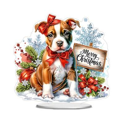 1幅5D DIY钻石画装饰品，领结狗狗图案设计，钻石艺术马赛克装饰，适合家居装饰、花园、客厅、桌面摆放，是送给朋友生日和节日的绝佳礼物。