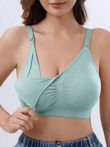 绿色免手持哺乳文胸，带吸奶器配件（奶瓶仅为道具，并非实际使用） - 綠色 - 查看 3