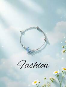 蓝月亮星星手链，可调节链条，星空魅力手镯，简约夏季饰品，低过敏合金材质，精致叠戴单品，独特设计师礼品，闪亮水晶点缀。完美适用于海滩、派对、约会、节日、瑜伽、早午餐、旅行、拍照、音乐会、日常佩戴。精致、梦幻、空灵风格 - 彩色 - 查看 7