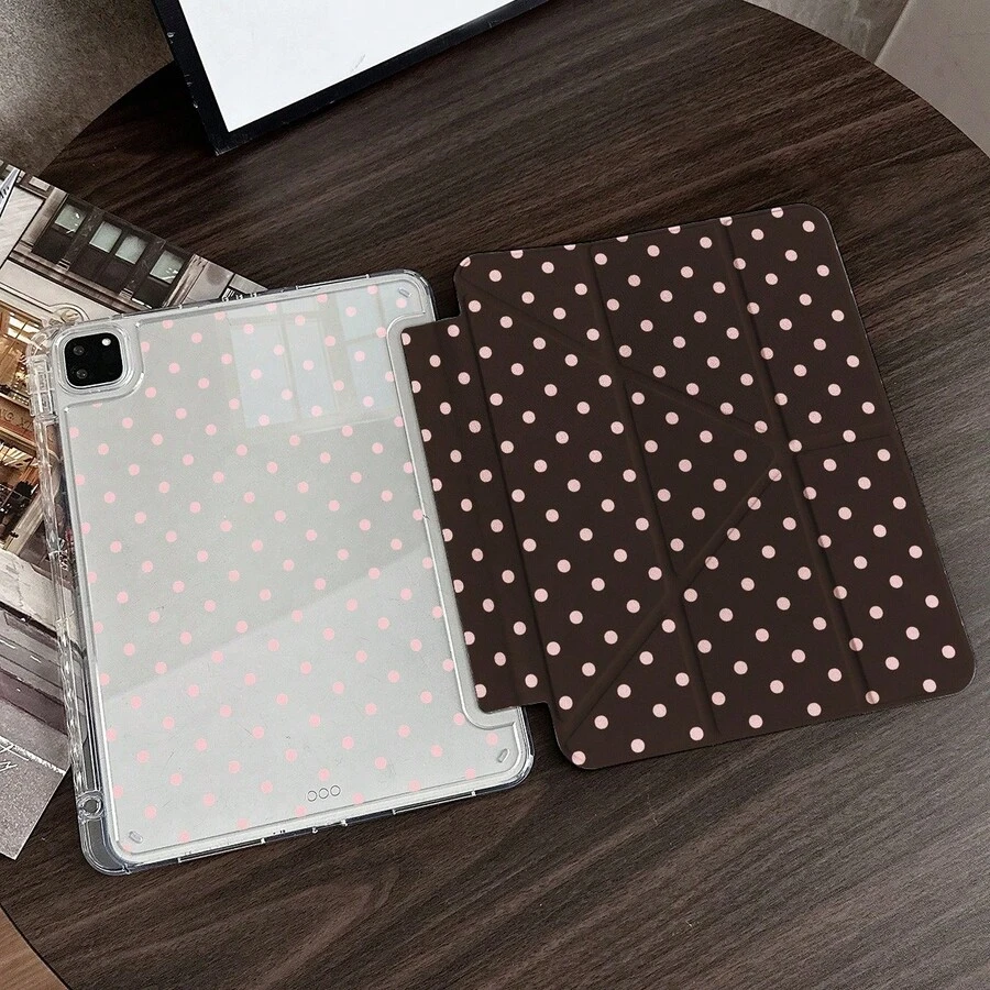 波点图案一体式翻盖平板电脑保护套，带笔槽，兼容 iPad 10.9/10.2/ Air 第五代/Pro 11/第十代/9.7/Air 2/（第七代）/（第八代）/ Air 4/5/ Pro 11/ 第十代 10.9 英寸 2022 款智能保护套/ Air 13(M3 2025)/ Air 11(M3 2025)/ Air 11(M3 2025)/ 11(A16 2025)，具备自动休眠/唤醒功能，时尚平板电脑配件，兼容小米 5/5PR/6/6PRO/7/7PRO/Galaxy Tab S10+/S9/A9。 - 彩色 - 查看 1