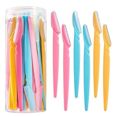 12/15/25片装眉毛修剪器，带收纳盒，脱毛剃须刀片，修剪工具，带容器，面部眉毛修剪器