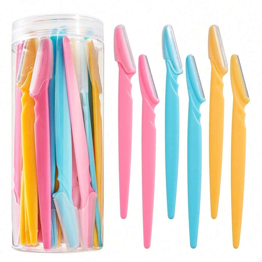 12/15/25片装眉毛修剪器，带收纳盒，脱毛剃须刀片，修剪工具，带容器，面部眉毛修剪器 - 多色 - 查看 1