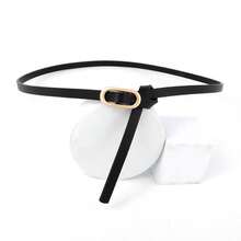 Women's Slim Waist Belt, Basic Minimalist Fashion Oval Buckle Waist Belt For Coat, Dress, Shirt, Jeans - Black - View 8