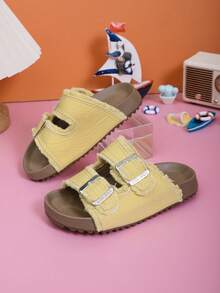 New Summer Sandals, Fashionable Beach Shoes, Thick Sole Comfortable Soft Girls Slippers - Yellow - View 1