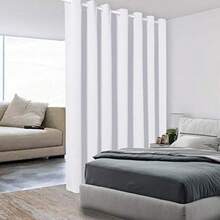 BONZER Cortina Divisora de Habitación Biombo Separador de Privacidad Total Cortinas Opacas Anchas para Habitación Compartida 96 pulgadas de largo x 108 pulgadas de ancho 8 pies de largo x 9 pies de - Blanco grisceo - Ver 1