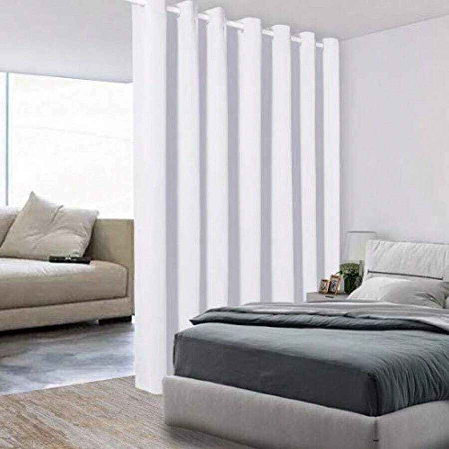 BONZER Cortina Divisora de Habitación Biombo Separador de Privacidad Total Cortinas Opacas Anchas para Habitación Compartida 96 pulgadas de largo x 108 pulgadas de ancho 8 pies de largo x 9 pies de - Blanco grisceo - Ver 1