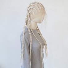 ZigZag Hair 预修剪蕾丝前假发，铂金色、银色、姜棕色，编织合成蕾丝前假发，耐热纤维假发，适合日常佩戴、节日、派对、角色扮演、万圣节 - 彩色 - 查看 2