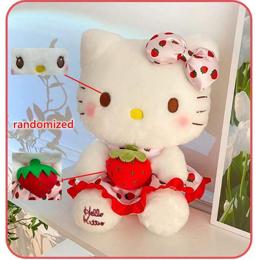 SANRIO 1个草莓KT猫毛绒玩具，大型毛绒娃娃，儿童安抚娃娃，睡眠枕头，汽车/房间装饰，节日礼物