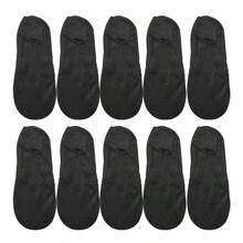 1/5/10双装 女士夏季薄款透气柔软硅胶防滑舒适隐形蕾丝透明时尚船袜 - 彩色 - 查看 19