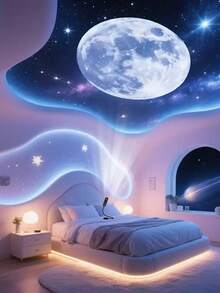 USB Powered Moon LED Projector Light, 3D Starry Sky Night Light - High Brightness Romantic Atmosphere Decor Lamp With 360° Rotation, Portable Bedroom Ceiling & Photography Background Projector, Creative Gift - USB Moon and Starry Sky Projector Night Light - View 8