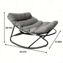Oversized Papasan Rocking Chair With Thick Cushion – Indoor Outdoor Lounge Rocker Patio, Balcony & Living Room - Xám - Xem 4