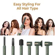 Secador de Cabelo Escovado de Alta Velocidade 7 em 1 - Ferramenta de Estilo Multifuncional para Encaracolamento, Aumento de Volume e Alisamento com Cabeças Destacáveis - Verde - Visão 9