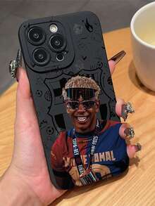 黑色守门员足球运动员图案 TPU 防震全包保护手机壳，兼容苹果 11/12/13/14/15/16/17 Pro Max，适合作为生日礼物送给情侣、女儿、男朋友、女朋友、青少年和女孩。 - 黑色 - 查看 1