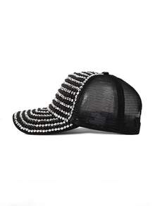 1pc Women's Adjustable Rhinestone Baseball Cap, Fashionable Versatile Peaked Hat For Couple - Baseball Cap - View 3