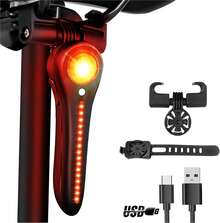 Bike Tail Light - With Brake/Light Sensor, USB-C Rechargeable, IP64 Waterproof, 6 Light Modes Taillight Night Riding, Bright Rear Bike Light Road Mountain, Cycling - 1 - View 3