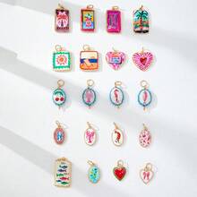 DIY彩色绳线珐琅吊坠套装，女士适用 - 可互换沙滩风和复古风吊坠（鱼、心形、龙虾、樱桃、蝴蝶结） - 绳线项链配件 - 完美打造个性化礼物和创意时尚造型 - 彩色 - 查看 3