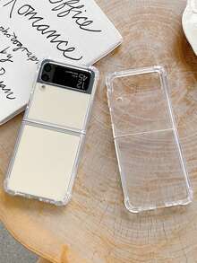 TPU Minimalist Transparent Crystal Flip Protective Case, Suitable For Samsung Galaxy Z Flip 7/6/5/4/3, Anti-Fall Anti-Yellowing Phone Protective Cover - Clear - View 6
