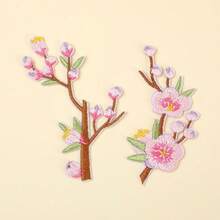 Bộ 6 miếng vá thêu hoa anh đào lãng mạn, phụ kiện thời trang, trang trí túi xách, miếng vá hoa thêu, có thể may hoặc ủi, thích hợp cho quần áo, váy, mũ, ba lô, quần jean, đồ tự làm (DIY). - Hoa anh đào - Xem 7