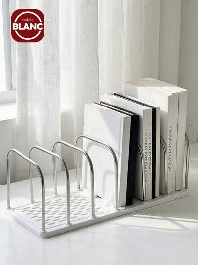 1 pieza Estantería de escritorio de material de metal + PP | Base antideslizante + divisores ajustables Separación vertical pequeña para libros | Organizador de escritorio minimalista moderno | Organizador de correo y archivos | Estantería de almacenamiento para estudiantes en dormitorio | Organizador de papelería/cosméticos/libros para el hogar