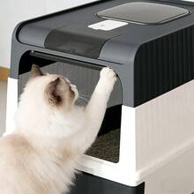 Ultra Large Top Entry Enclosed Cat Litter Box, Space-Saving Foldable Design With Pull-Out Drawer & Anti-Splash Lid, Odor Control Leak-Proof Cat Toilet, Easy Clean Portable Litter Tray With Skylight & Scoop For Indoor Cats - one-size - View 11