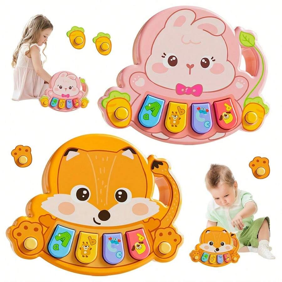 Cute Animal Shaped Baby Piano Toy, Colorful Keys And Animal Patterns - Interactive Music Learning Toy For 1-5 Years Old Toddlers, Promotes Motor Skills And Cognitive Development Sensory Toy, Fun Design, Reliable Quality. Does Not Include AAA Batteries - Multicolor - View 1