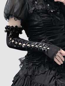 Millennium Y2K Japanese Style Double-Layer Satin Lolita Sheer Sun Protection Arm Sleeves - Multicolor - View 8