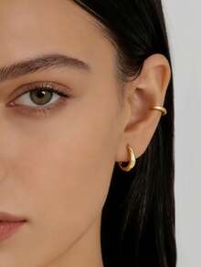 Jessie Jewelry 一对经典简约嘻哈风小耳环，展现独特魅力，是送给女性的理想礼物。 - 金色 - 查看 3