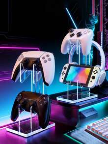3-Tier Acrylic Game Controller Display Rack, Headphone & Console Storage Holder Stand - Multicolor - View 2