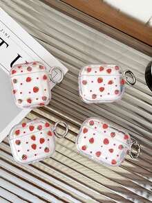 草莓图案蓝牙耳机保护套（1个），兼容苹果Pro 1/2/3/4，带钥匙扣，女士礼物 - 彩色 - 查看 1