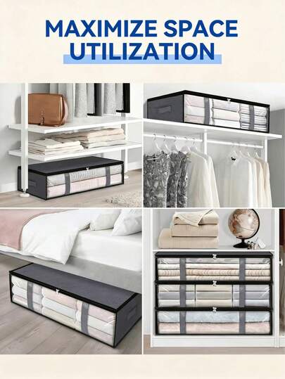 Large Capacity Underbed Storage Box - Dustproof & Moisture-Proof Non-Woven Fabric, Multi-Purpose Storage Container With Reinforced Handles, Suitable For Household Daily Storage