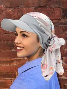 1pc New Arrival European And American Long Tail Ribbon Headscarf Hat, Women Satin Brim With Two Tails Turban Cap - Multicolor - View 14