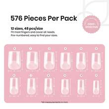Beetles Soft Gel Nail Tips Short Almond 288pcs In 12 Sizes, Etch-X Pre-Etched Full Cover Acrylic Fake Nails Art - Square Short 576pcs (Etch X Nail Tips) - View 3