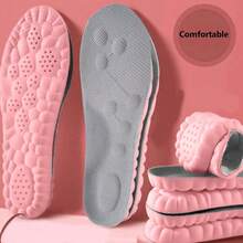 1 Pair New Comfortable Breathable Shock-Absorbing Soft Insoles, Suitable For Summer Sports Shoes, Unisex Sweat-Wicking Flexible Shoe Inserts - Grayish Pink - View 4