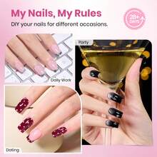 Beetles Soft Gel Nail Tips Short Almond 288pcs In 12 Sizes, Etch-X Pre-Etched Full Cover Acrylic Fake Nails Art - Short Square 320pcs (Flat-X Nail Tips) - 查看 2
