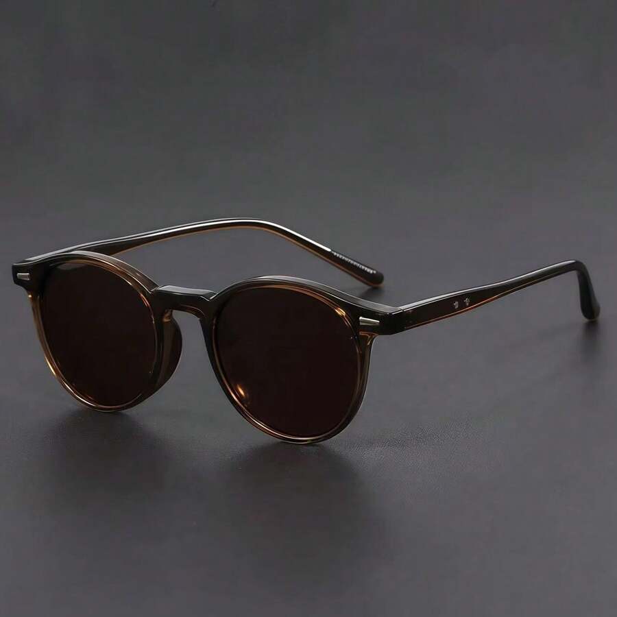 Y2K复古椭圆形黑色镜框眼镜，时尚无度数眼镜，轻便美观，适合日常搭配 - 彩色 - 查看 1