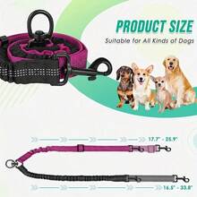 Double Dog Leash - 2-In-1 Double Dog Leash Connector. Cleverly Combines Adjustable Webbing With Shock-Absorbing Elastic Rope, Featuring An Anti-Tangle Design, Suitable For Medium To Large Dogs. Also Suitable For Small Dogs. - View 3