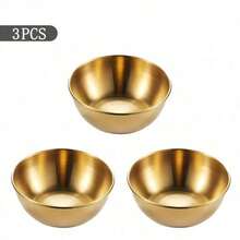 1/5/10/20个装 3.23英寸不锈钢酱油碟，迷你单碟圆形调味碟，寿司蘸酱碗，小吃碟，奶油碟，番茄酱芝士碟，可用洗碗机清洗，金色 - 金色 - 查看 6