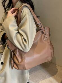 Nova Chegada Bolsa Tote Casual Minimalista de Grande Capacidade - Caqui - Visão 6