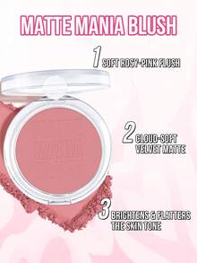 MISSLYN-哑光狂热腮红，持久显色，8种色号可选，丝滑质地，高显色度，哑光妆效，易于涂抹，品牌美妆产品，面部彩绘化妆品，适合女性和女孩，冬季必备，Y2K风格，时尚百搭，生日礼物佳选，情人节礼物，派对必备，新年礼物，最佳色彩，纯素且无动物实验 - #109 Cherry Bloom - 查看 4